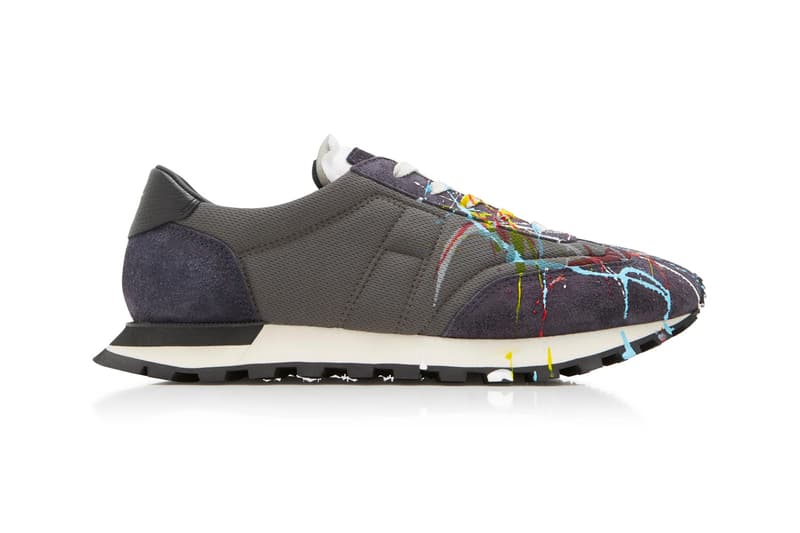Maison Margiela Paint Splattered Suede Mesh Sneakers Info Release 714733 grey