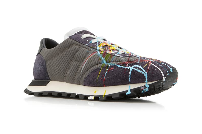 Maison Margiela Paint Splattered Suede Mesh Sneakers Info Release 714733 grey