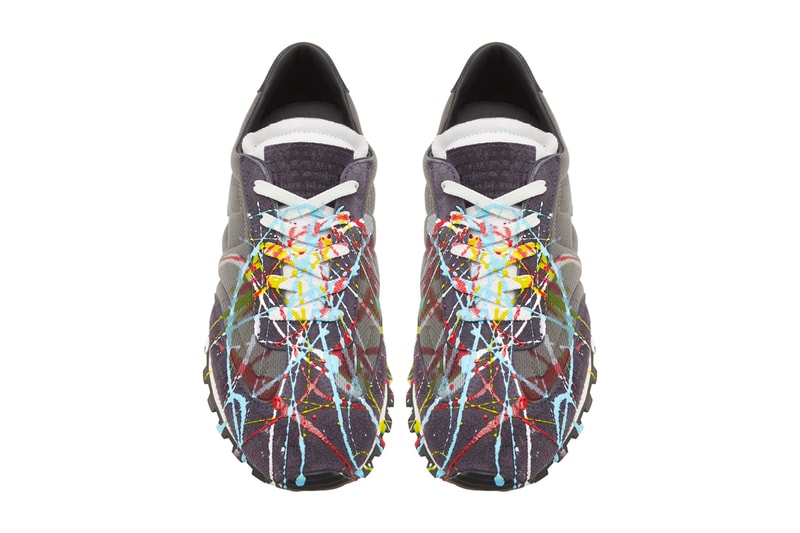 Maison Margiela Paint Splattered Suede Mesh Sneakers Info Release 714733 grey 