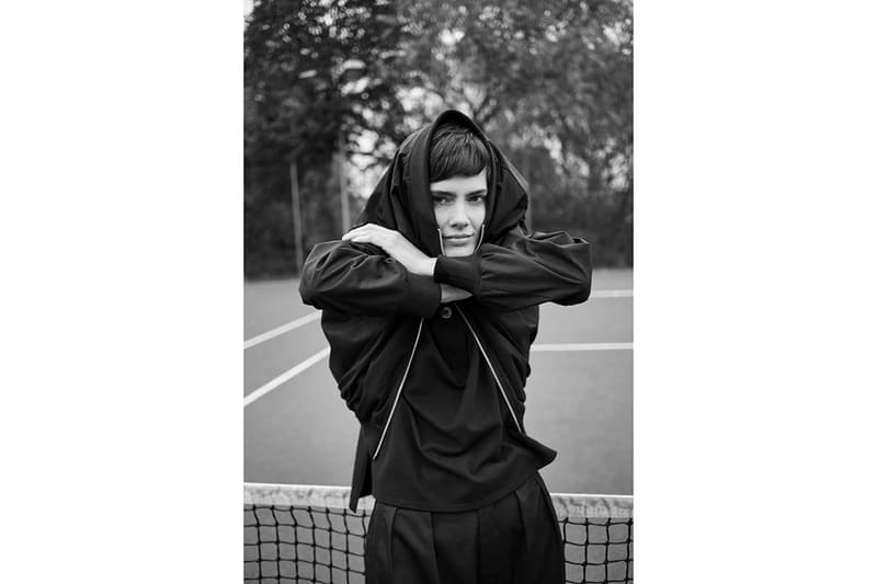 Fred Perry for Margaret Howell Spring Summer 2019 SS19 Capsule Collection Monochrome Archival Tennis Pieces Aesthetic Lookbook M3 Polo Shirt Bomber Jacket Tennis Skirt Laurel Wreath Straight Leg Casual Trouser Cotton Canvas Plimsoles