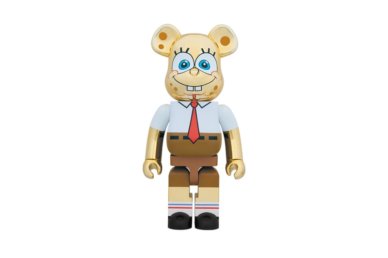 Medicom Toy x Spongebob BE@RBRICK Release Info gold chrome metal release date drop info price 1000% 400% 100% metal bucktooth spongebob squarepants patrick starfish 