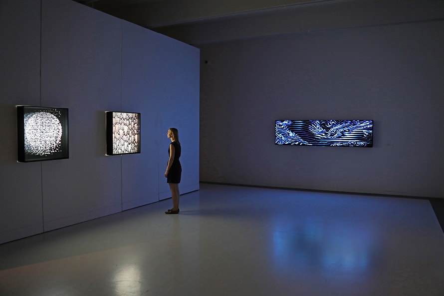 miguel chevalier pixels noir lumiere exhibition soulages museum rodez france