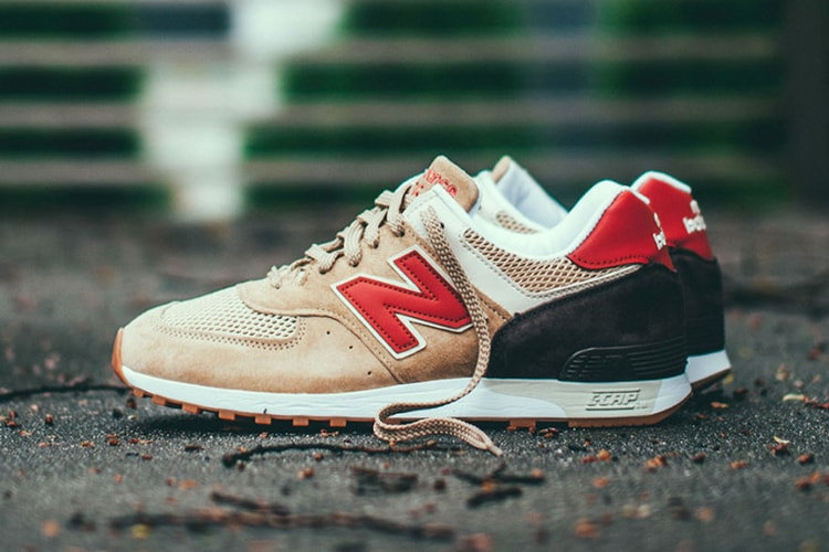 New Balance Wraps 576SE in Sandy Pigskin Suede & Plush Red Leather