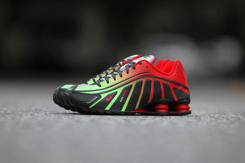 Neymar Jr x Nike Shox R4 Sneaker Closer Look paris saint germain retro vintage shoes sneakers runners sports football soccer athlete brazil world cup collaboration beaverton