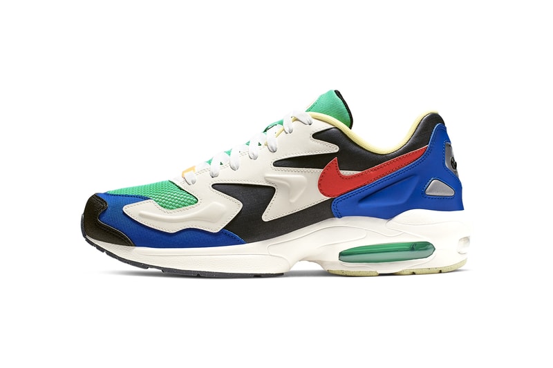 Nike Air Max 2 Light "Habanero Red/Armory Navy" and Dark Obsidian/Sail swoosh sneakers red air sole unit