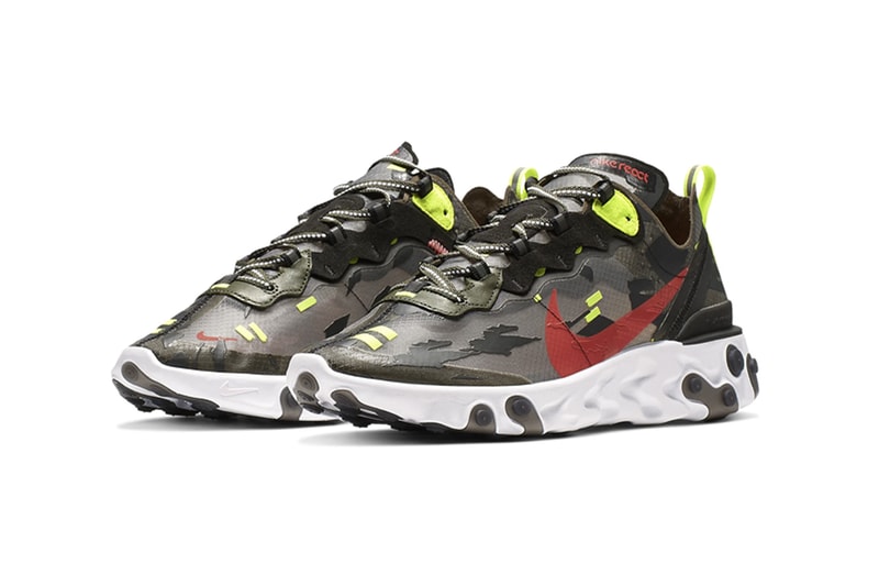 Nike React Element 87 in "Volt/Bright Crimson" 