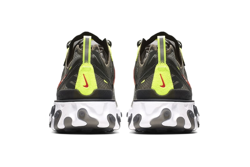 Nike React Element 87 in "Volt/Bright Crimson" 
