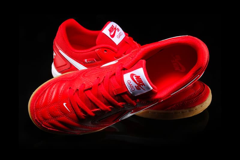 Nike SB Gato University Red White Gum Release Supreme red soccer football gum 