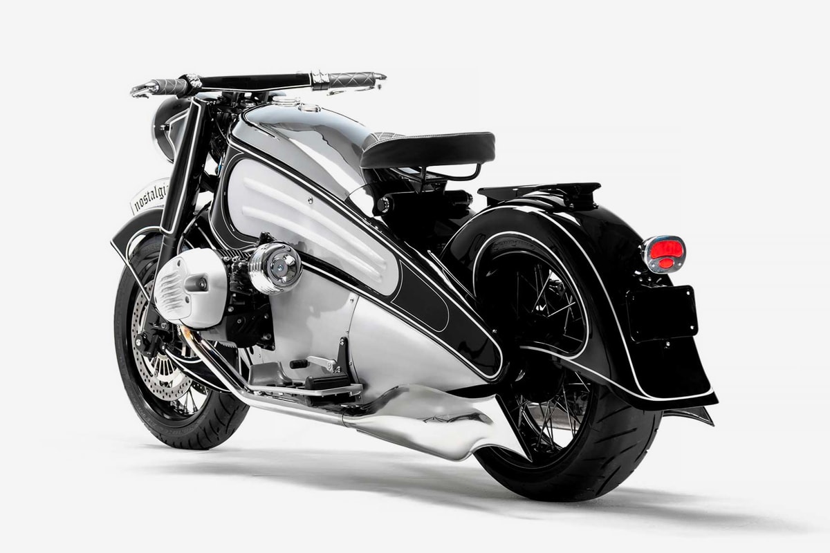 NMOTO Nostalgia 1934 BMW R7 Motorcycle Art Deco Prototype Fish Fin Exhausts Open Fenders Restomod Custom Exposed Cylinder Heads