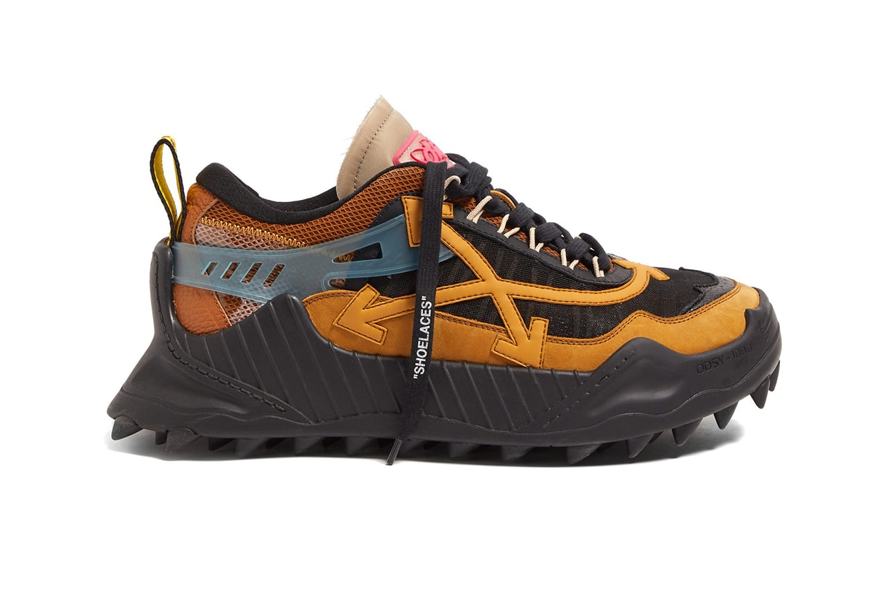 Off-White™ ODSY 1000 2.0 Spiked Sole Unit Sneaker Release Information Coming Soon Drop Date Cop Now Matchesfashion.com Cross Arrows Industrial Belt Yellow SHOELACES quote Virgil Abloh 