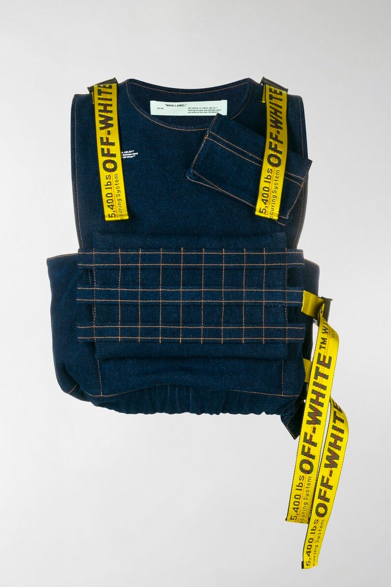 Off White Logo Strap Denim Vest virgil abloh blue industrial belt
