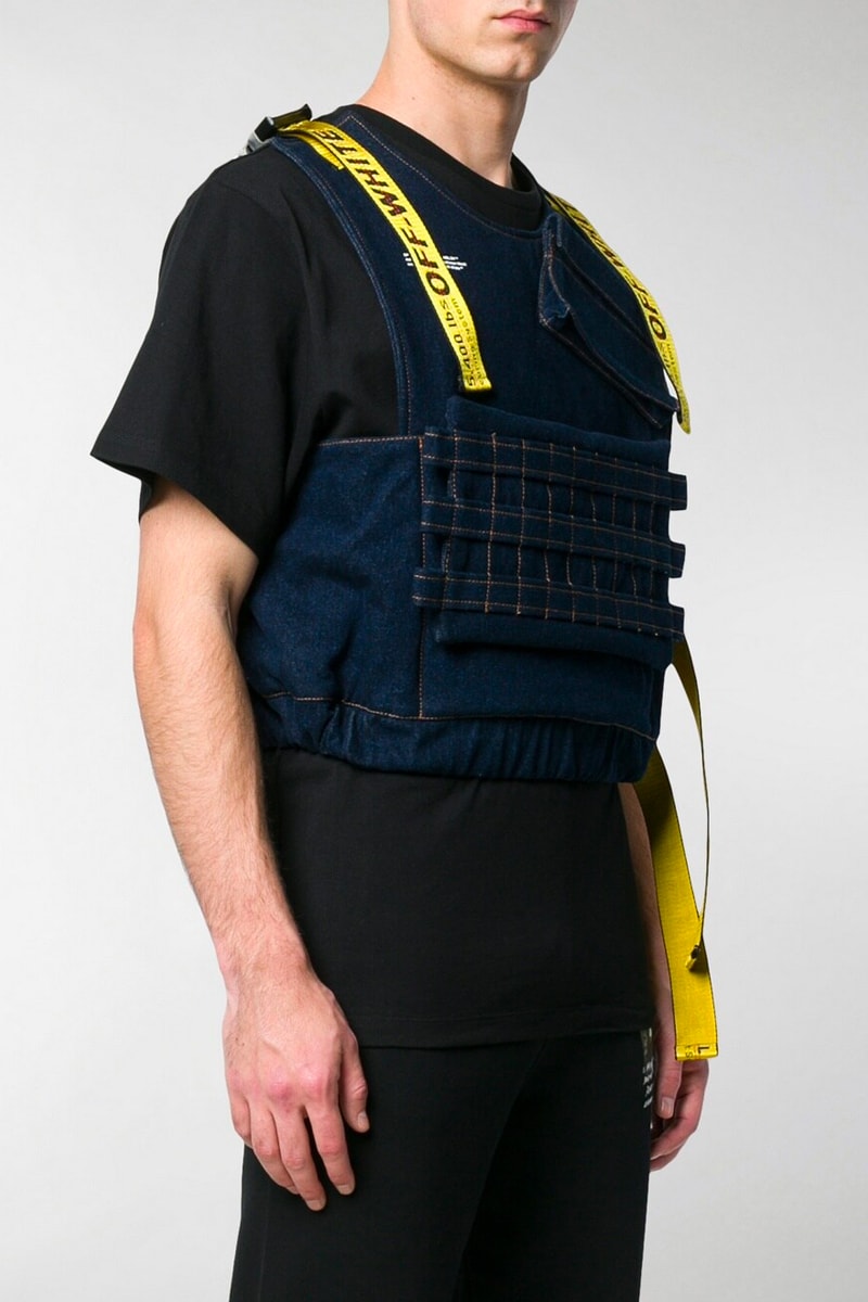 Off White Logo Strap Denim Vest virgil abloh blue industrial belt