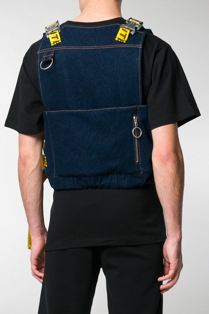 Off White Logo Strap Denim Vest virgil abloh blue industrial belt