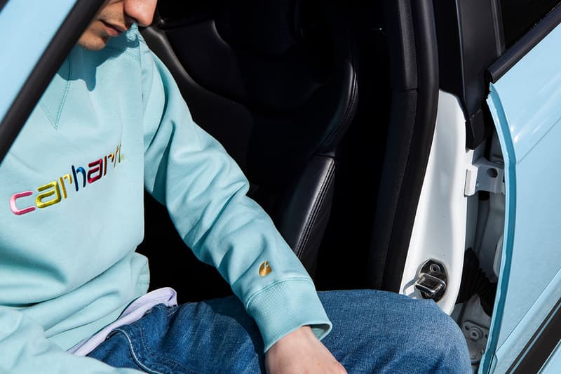 Oi Polloi Carhartt WIP Work In Progress Collaboration Capsule Collection Sweaters Spring Summer 2019 SS19 White Soft Lavender Loden Soft Aloe Volkswagen GTI
