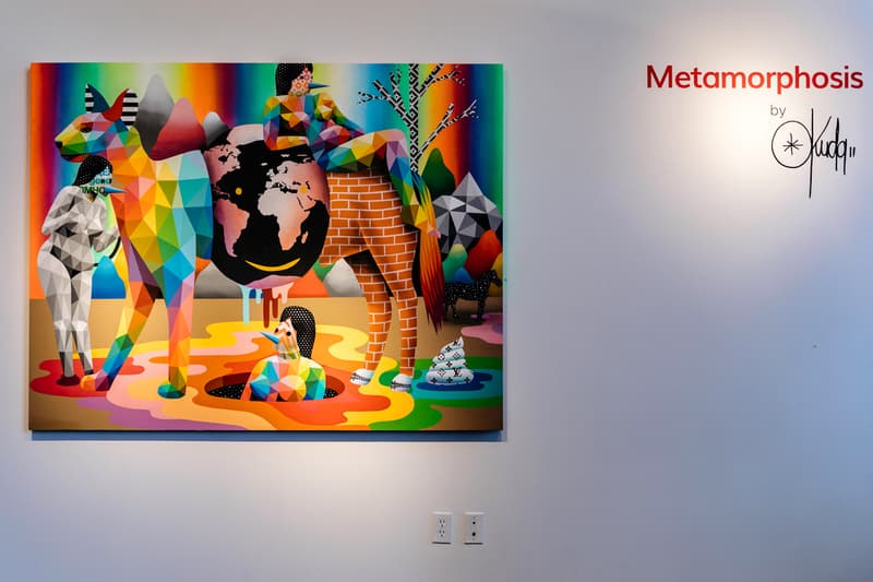 okuda san miguel metamorphosis heron arts exhibition paintings sculptures