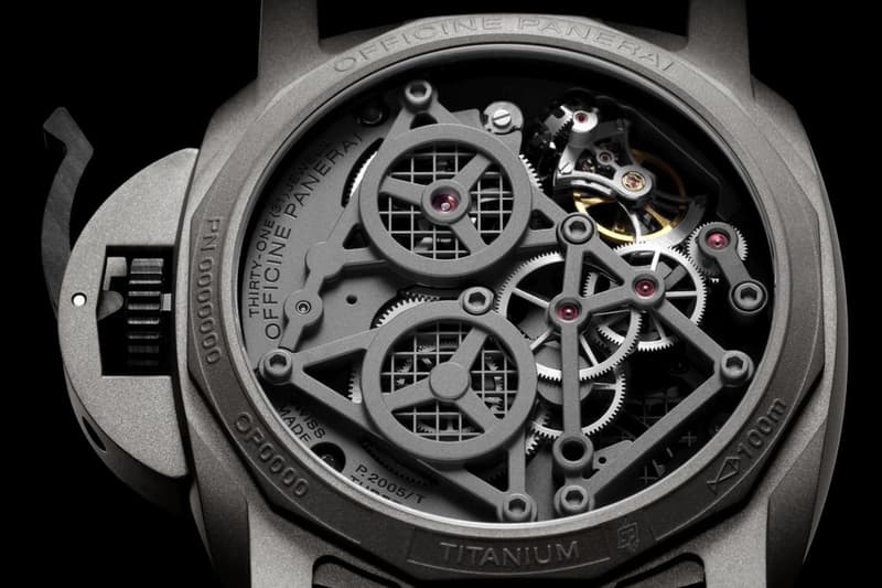 Panerai Unveils Luxurious Lo Scienziato Luminor Tourbillon GMT PAM00768 Timepiece watch wrist accessories italian watchmaker manufacturer limited availability titanium construction green grey gun mental