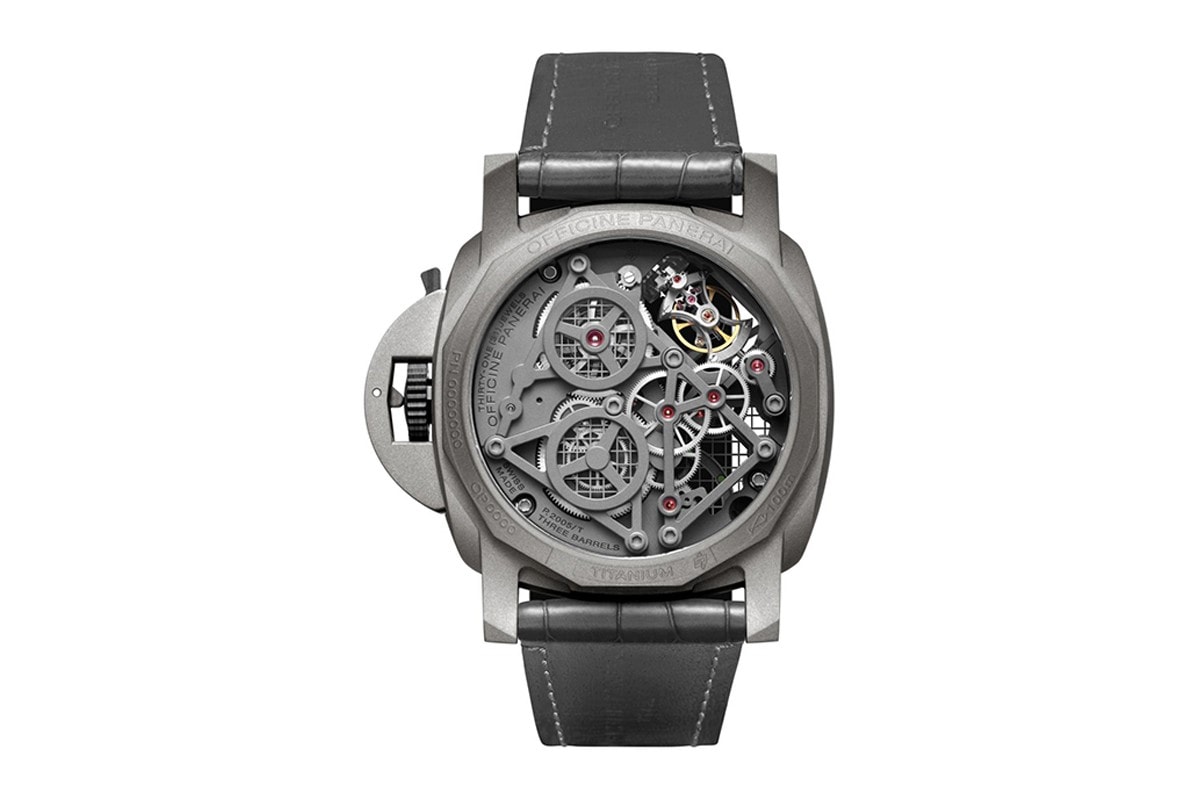 Panerai Unveils Luxurious Lo Scienziato Luminor Tourbillon GMT PAM00768 Timepiece watch wrist accessories italian watchmaker manufacturer limited availability titanium construction green grey gun mental