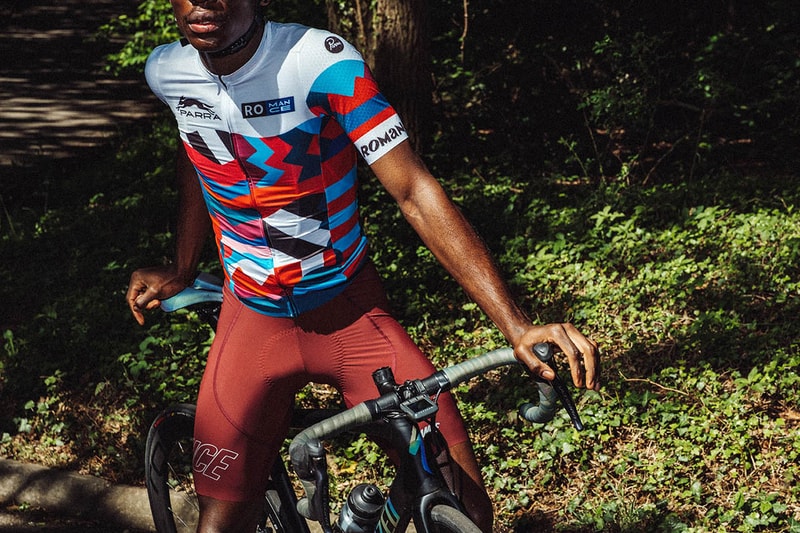 Parra x Romance Cycling Kit Collection Drop Spring Summer 2019 SS19 Dust Newsprint EROC Bibshorts Red Grey Sports Jerseys Technical