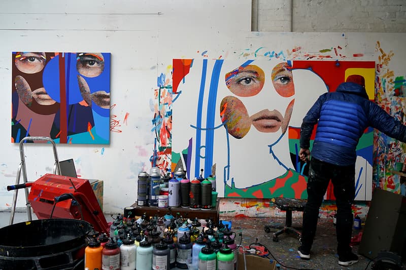 Paul Insect "There's More Upstairs" Exhibition Allouche Gallery Arts British Artist Paris Mixed Media Colorful Prints People Faces Portraiture