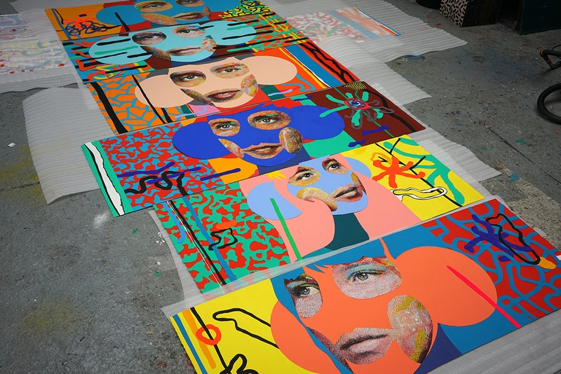 Paul Insect "There's More Upstairs" Exhibition Allouche Gallery Arts British Artist Paris Mixed Media Colorful Prints People Faces Portraiture 