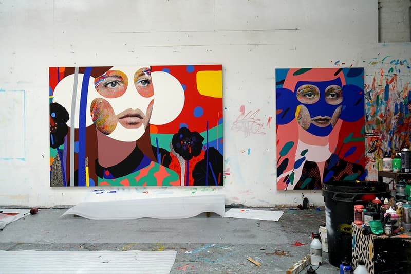 Paul Insect "There's More Upstairs" Exhibition Allouche Gallery Arts British Artist Paris Mixed Media Colorful Prints People Faces Portraiture