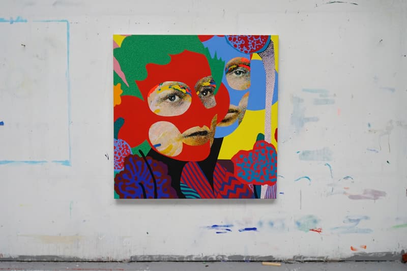 Paul Insect "There's More Upstairs" Exhibition Allouche Gallery Arts British Artist Paris Mixed Media Colorful Prints People Faces Portraiture