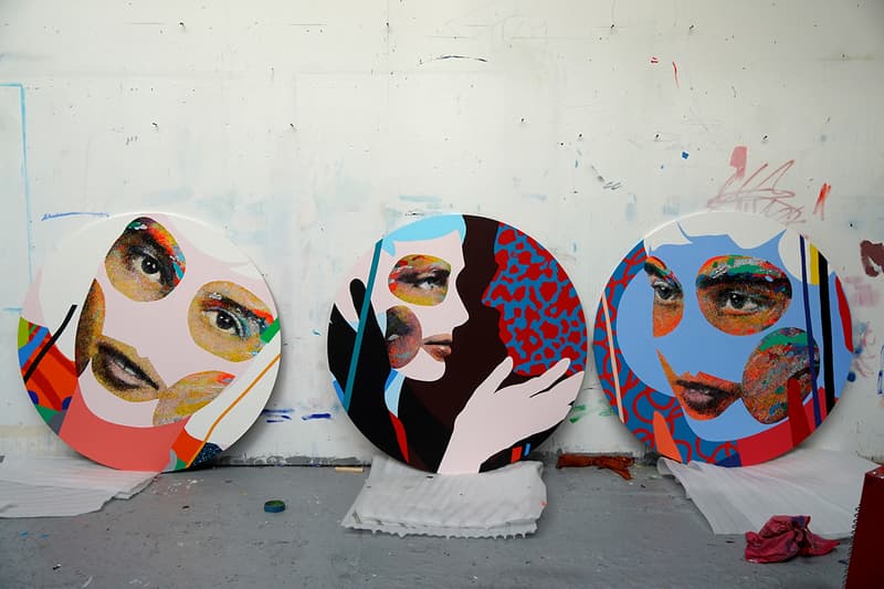 Paul Insect "There's More Upstairs" Exhibition Allouche Gallery Arts British Artist Paris Mixed Media Colorful Prints People Faces Portraiture