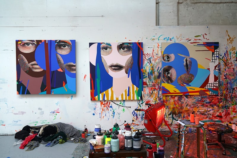 Paul Insect "There's More Upstairs" Exhibition Allouche Gallery Arts British Artist Paris Mixed Media Colorful Prints People Faces Portraiture 