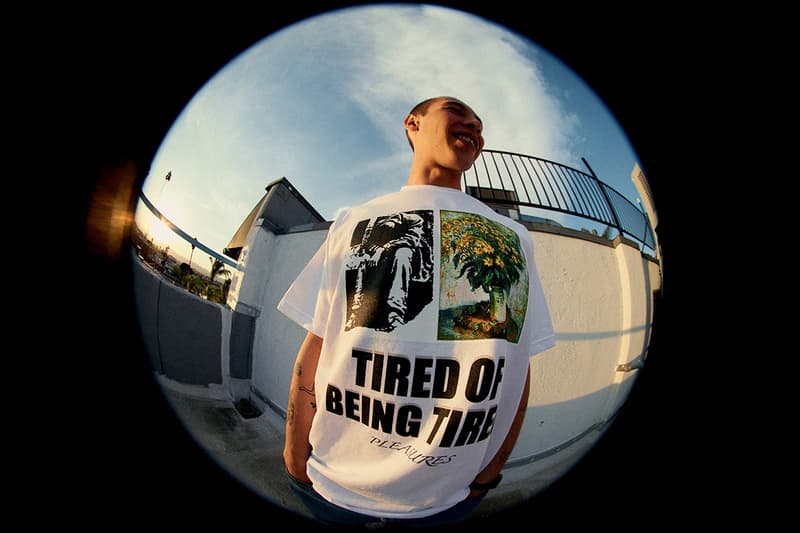 PLEASURES Summer 2019 Collection Alex James Vibrant Panic Los Angeles streetwear fish-eye lens lookbook