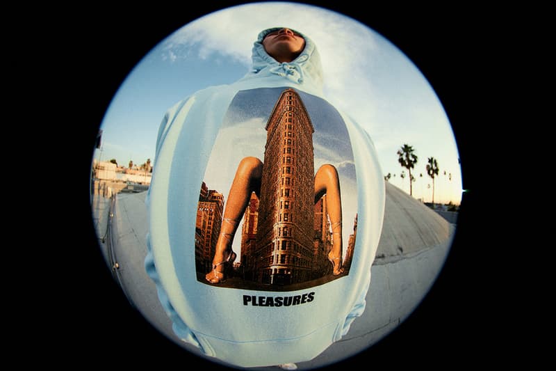 PLEASURES Summer 2019 Collection Alex James Vibrant Panic Los Angeles streetwear fish-eye lens lookbook 