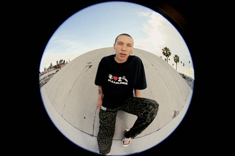 PLEASURES Summer 2019 Collection Alex James Vibrant Panic Los Angeles streetwear fish-eye lens lookbook 