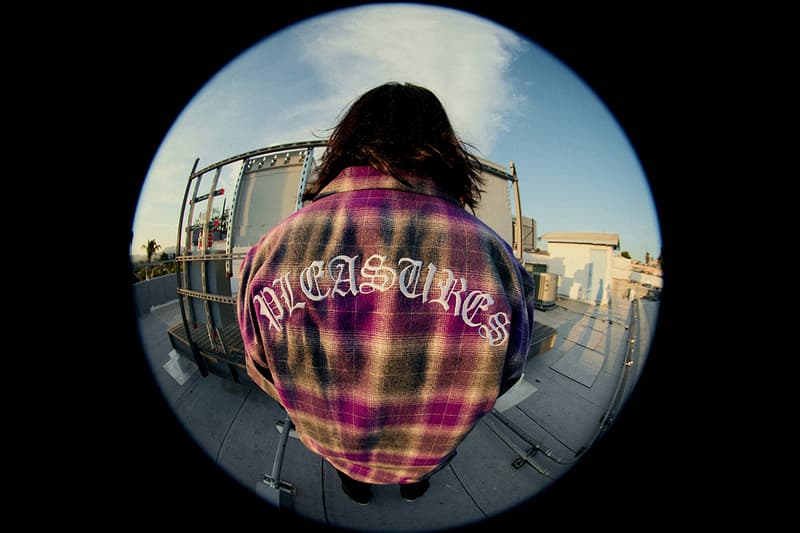 PLEASURES Summer 2019 Collection Alex James Vibrant Panic Los Angeles streetwear fish-eye lens lookbook 