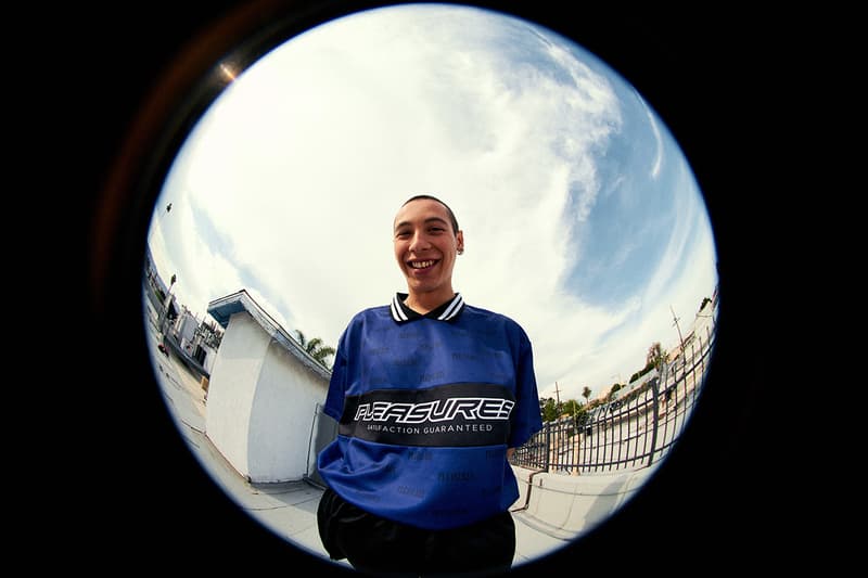 PLEASURES Summer 2019 Collection Alex James Vibrant Panic Los Angeles streetwear fish-eye lens lookbook