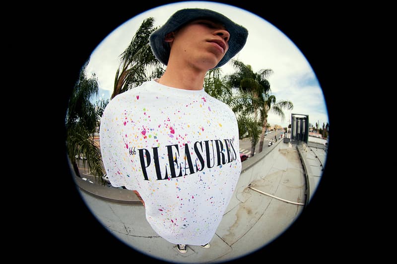 PLEASURES Summer 2019 Collection Alex James Vibrant Panic Los Angeles streetwear fish-eye lens lookbook 