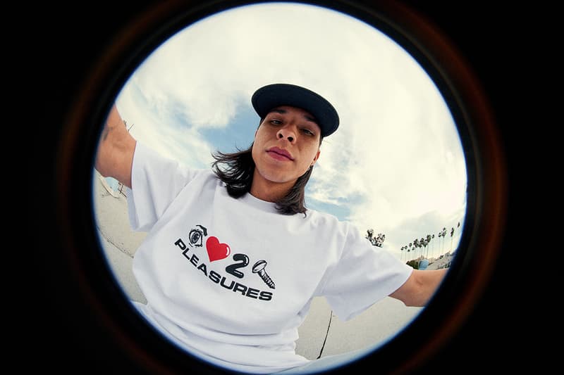 PLEASURES Summer 2019 Collection Alex James Vibrant Panic Los Angeles streetwear fish-eye lens lookbook 