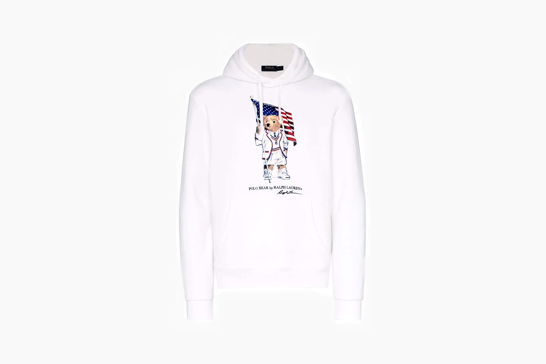white polo hoodie with bear
