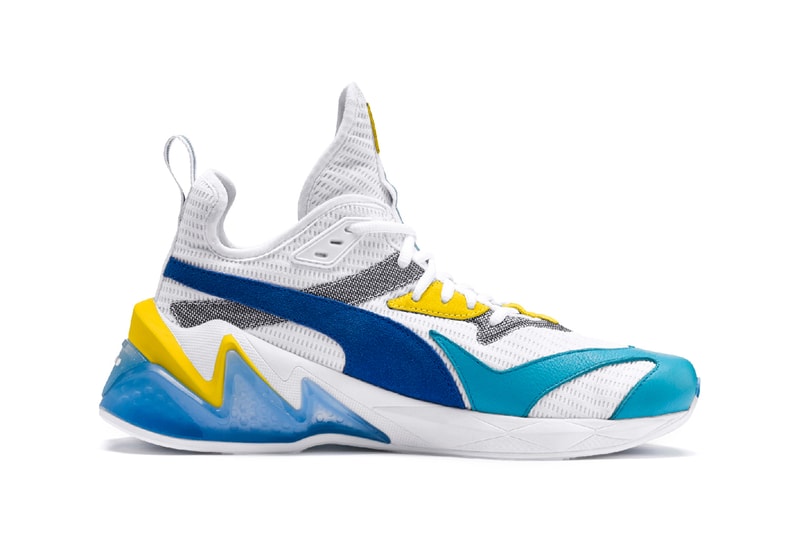 PUMA LQD Cell Origin Blue White Orange translucent heel piece hexagon technology