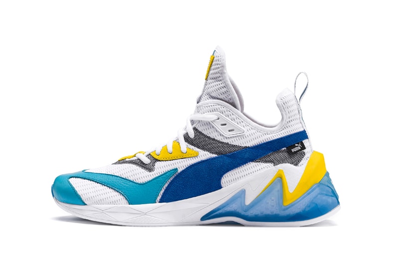 PUMA LQD Cell Origin Blue White Orange translucent heel piece hexagon technology