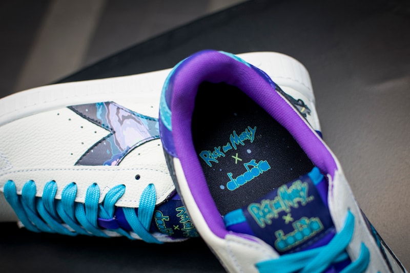 Diadora Rick and Morty Collaboration Collection Sneakers Apparel Sweatshirt GAME Camaro Silhouettes Adult Swim Cartoon Pop Culture Footlocker intergalactic designs patches illustrations 