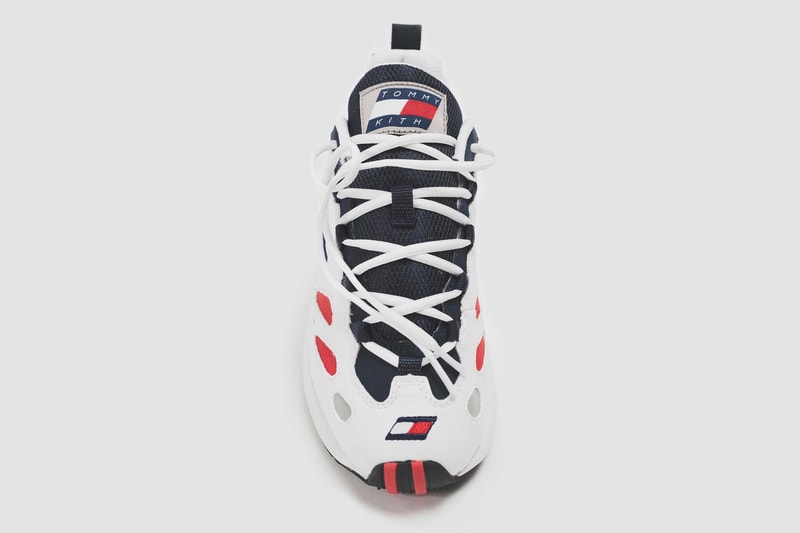Ronnie Fieg Teases KITH x Tommy Hilfiger Sneaker all american red white blue 1990 retro Hyperbole