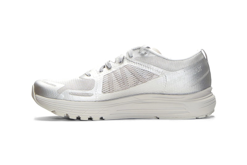 Satisfy x Salomon Sonic RA Max Sneakers Black Silver Running Technical Collaboration French Activewear Brand OrthoLite® memory foam lining logo prints lightweight rubber Vibe® midsole sol
