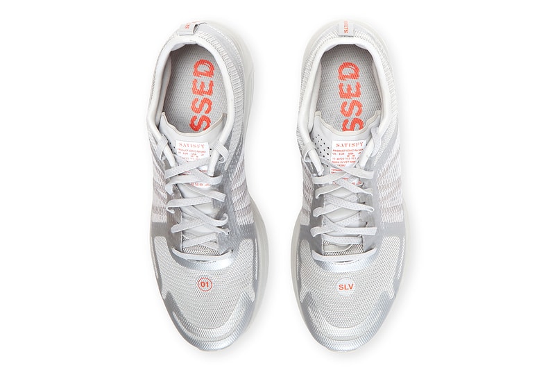 Satisfy x Salomon Sonic RA Max Sneakers Black Silver Running Technical Collaboration French Activewear Brand OrthoLite® memory foam lining logo prints lightweight rubber Vibe® midsole sol