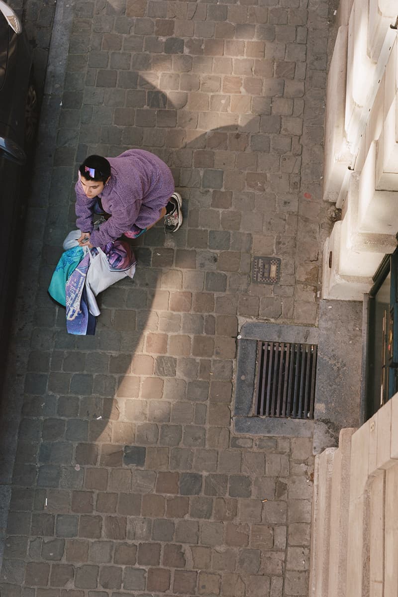 Slam Jam Socialism "Boolin in Brussels" Spring Summer 2019 Editorial Lookbook Stussy Moncler The North Face Nike Shox FRGMT Asics Polo Ralph Lauren Commes des Garcons Shirt