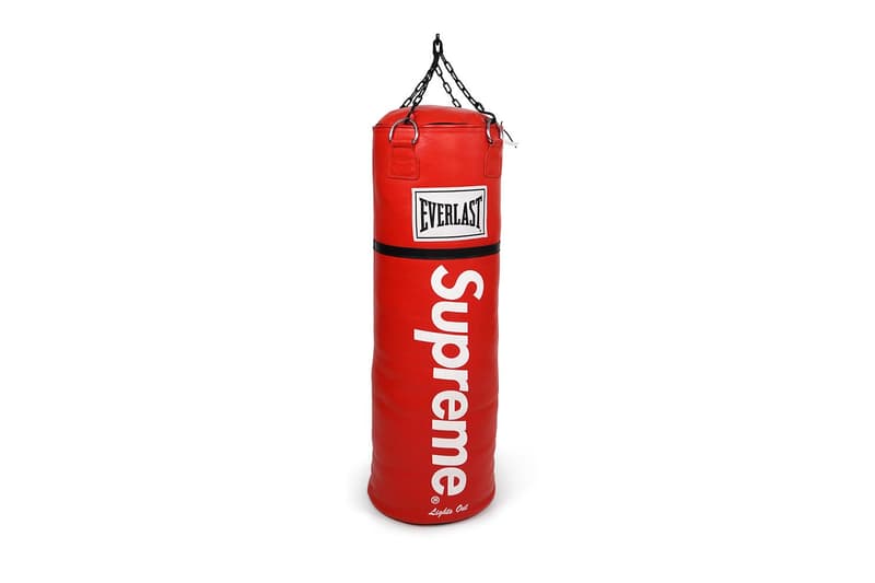 Sotheby's Supreme Accessories Auction News box logo skate new york louis vuitton punching bag edc scarface bogo stickers brick red anti hero B&O