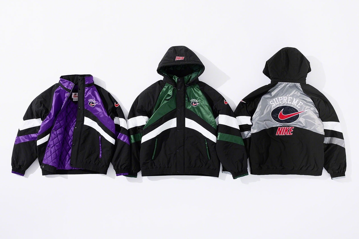 Supreme x Nike Poll Collaborations Poll Sneakers Apparel Air Force 1 Air Humara Air Tailwind IV Air Streak Spectrum Air More Uptempo Air Max 98 Air Foamposite 1  Flyknit Lunar 1 Destroyer Jacket Trail Running Jacket Dungarees Chore Jacket Tracksuit Sweatpants Sport Jacket Sport tracksuit bottoms Trackpants Sweatsuit Jumper