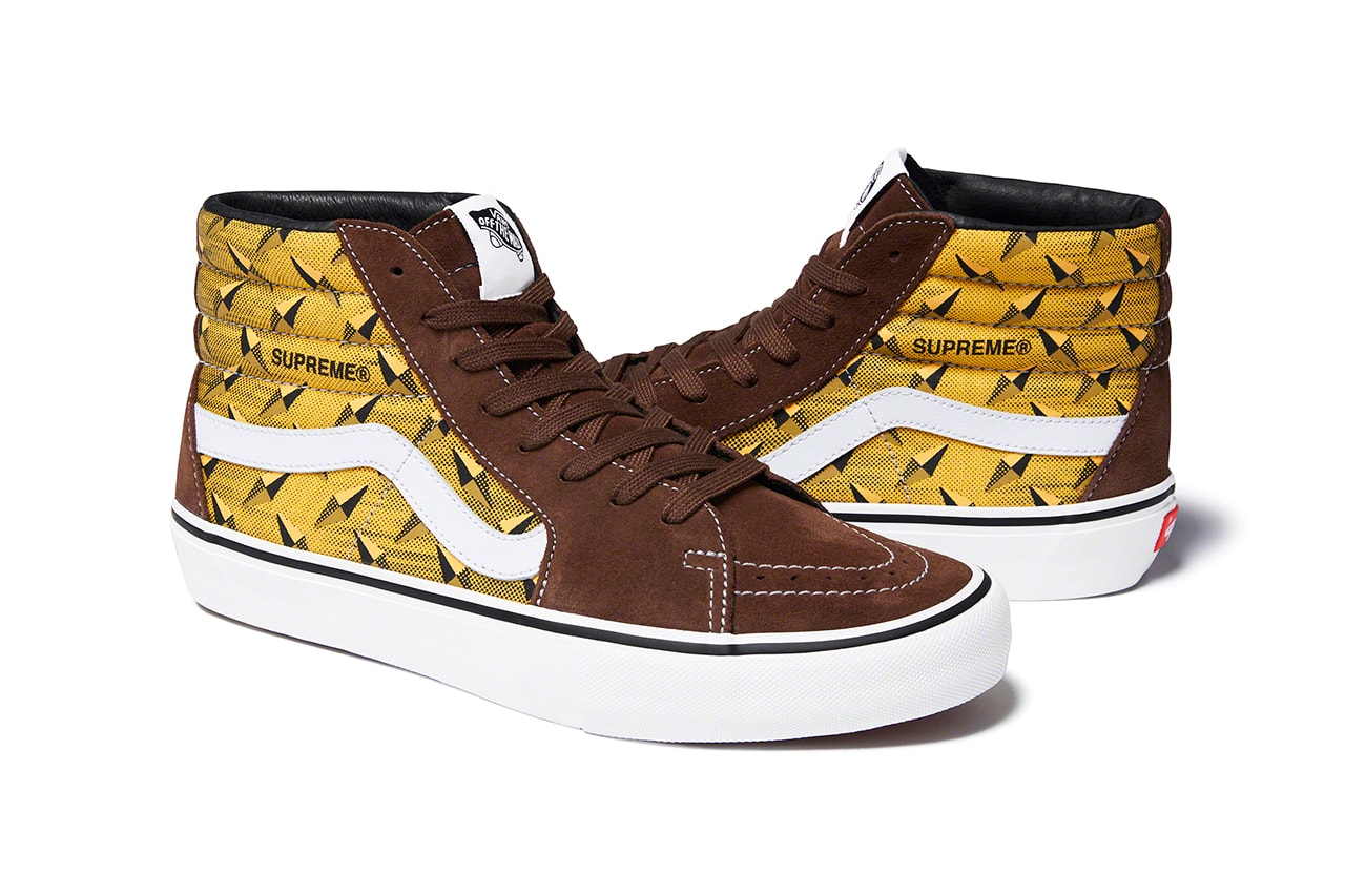 Supreme x Vans SS19 "Diamond Plate" Collection Sk8-Hi Pro Slip-On Pro Red Yellow White Suede Canvas