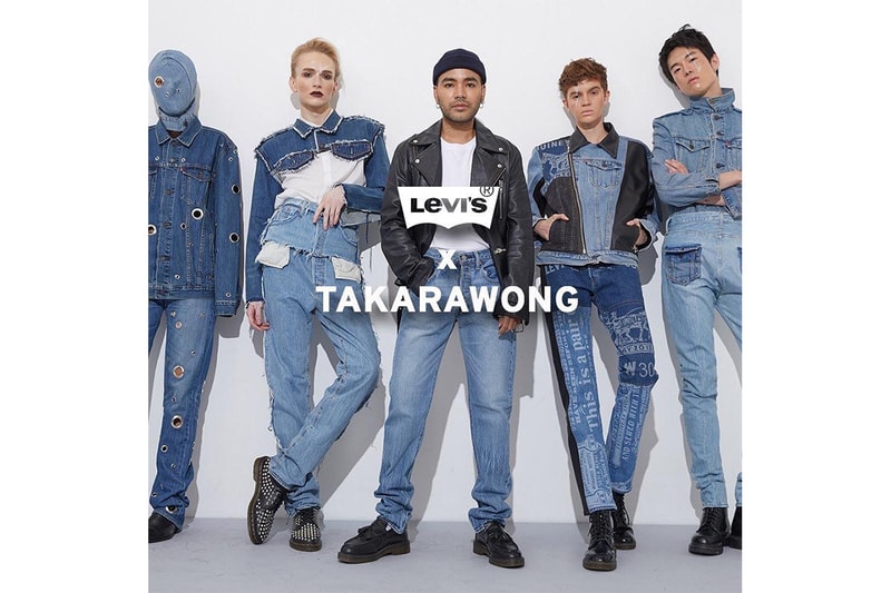 Takarawong Levi's Collection Lookbook denim jeans patchwork teen spirits rock & roll abstract clothing fashion collaboration info release drop date dark wash and printed denim into jacket and pants