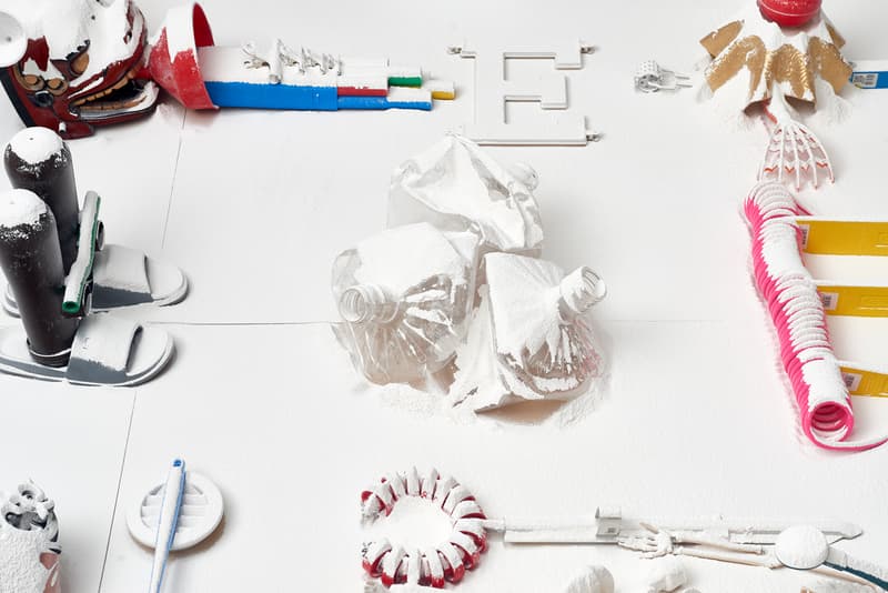 Teppei Kaneuji "Plastic Barricade" Exhibition Jane Lombard Gallery Japanese artist consumerism consumption societal ideologies White Discharge series
