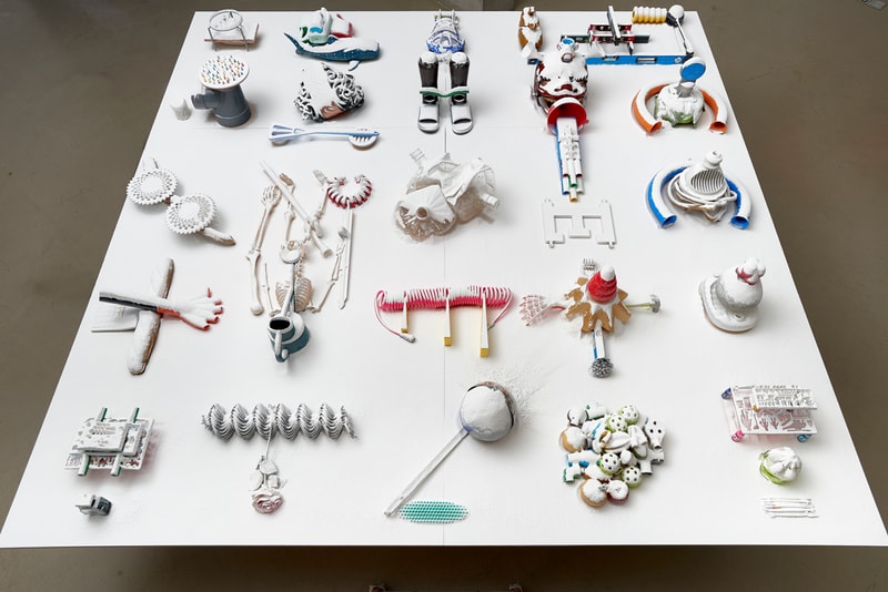 Teppei Kaneuji "Plastic Barricade" Exhibition Jane Lombard Gallery Japanese artist consumerism consumption societal ideologies White Discharge series