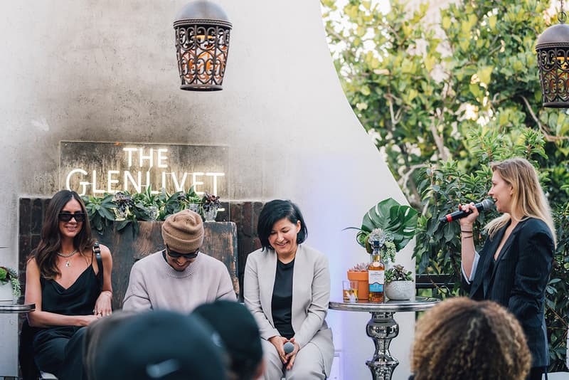Rhuigi Villaseñor, Lola Plaku and Holly Jovenall, rhude, billy, los angeles, party, whiskey, hotel figueroa, courtney kenefick, panel